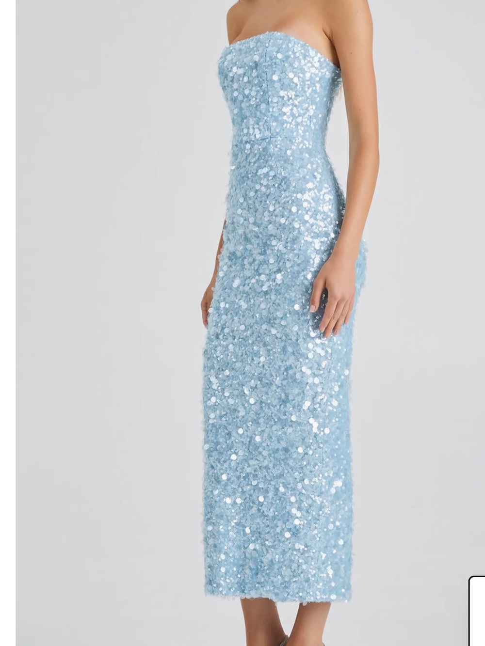 NWT Helsi Leslie sequin column gown icy blue - Picture 3 of 7